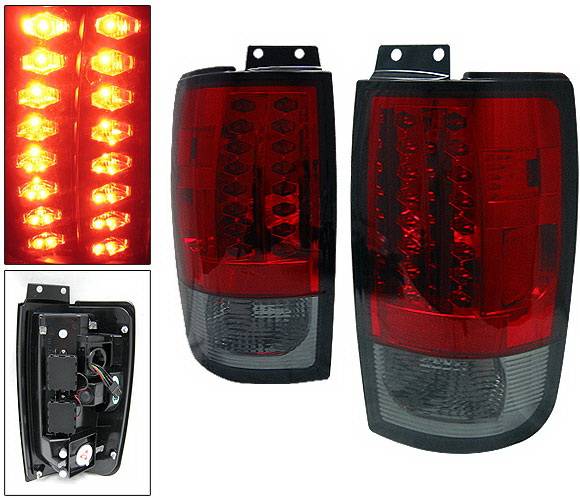 4 Car Option - Ford Expedition 4 Car Option LED Taillights - Red & Smoke - LT-FE97LEDRSM