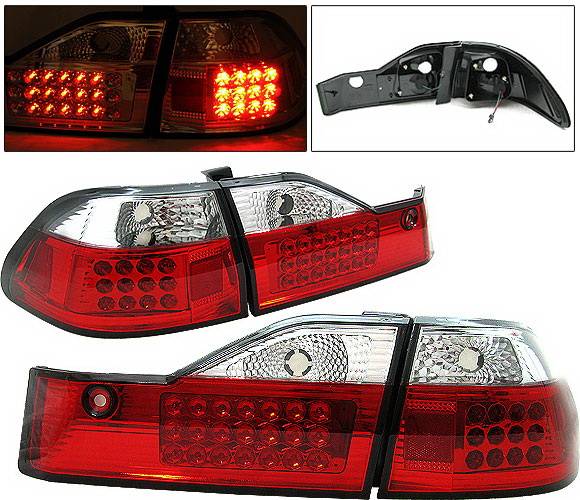 4 Car Option - Honda Accord 4DR 4 Car Option LED Taillights - Red & Clear - LT-HA984LEDRC-1
