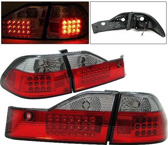 4 Car Option - Honda Accord 4DR 4 Car Option LED Taillights - Red & Smoke - LT-HA984LEDRSM-1