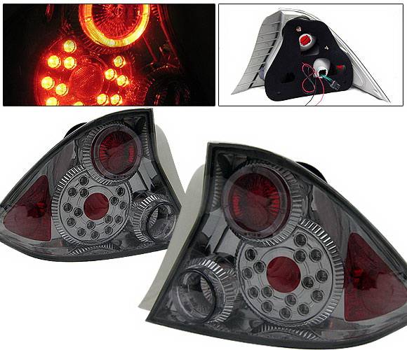 4 Car Option - Honda Civic 2DR 4 Car Option LED Halo Altezza Taillights - Smoke - LT-HC012LEDSM-KS