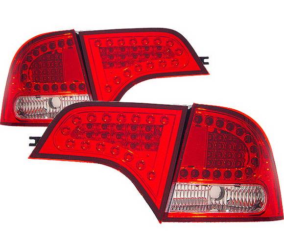 4 Car Option - Honda Civic 4DR 4 Car Option LED Taillights - Red & Clear - LT-HC064LEDRC-KS