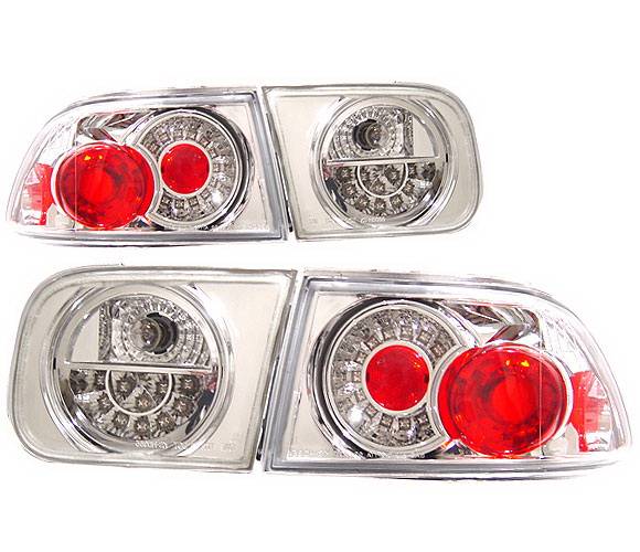 4 Car Option - Honda Civic 2DR & 4DR 4 Car Option LED Taillights - Chrome - LT-HC922LEDC-KS