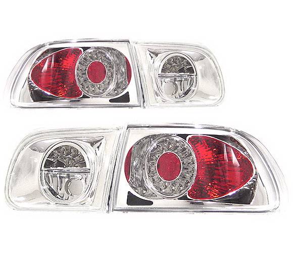 4 Car Option - Honda Civic HB 4 Car Option LED Taillights - Chrome - LT-HC923LEDC-KS