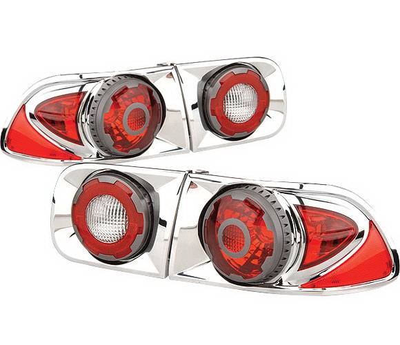 4 Car Option - Honda Civic 2DR & 4DR 4 Car Option 3D Style Taillights - Chrome - LT-HC92DA-9