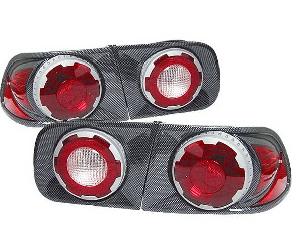 4 Car Option - Honda Civic 2DR & 4DR 4 Car Option 3D Retro Taillights - Carbon Fiber Style - LT-HC92DF-9
