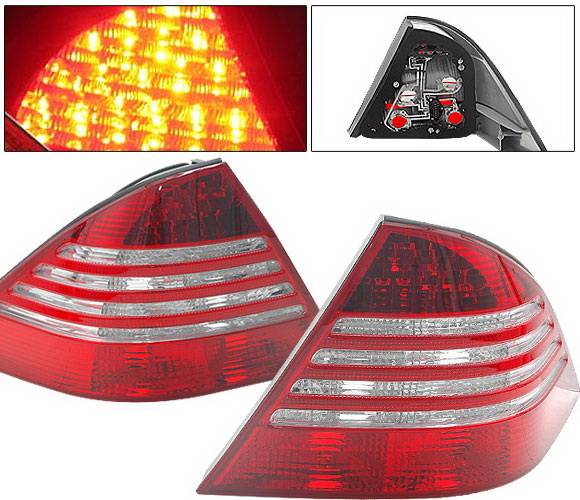 4 Car Option - Mercedes-Benz S Class 4 Car Option LED Taillights - Red & Clear - LT-MBZW220RC-DP