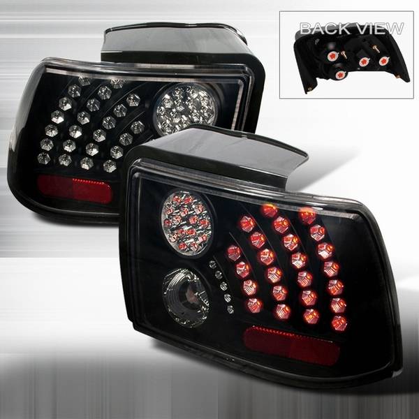 Custom Disco - Ford Mustang Custom Disco Black & Smoke LED Taillights with Reflector - LT-MUS99BGLED-WJ