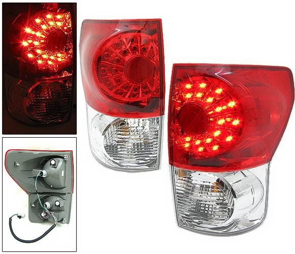 4 Car Option - Toyota Tundra 4 Car Option LED Taillights - Red & Clear - LT-TTUN07LEDRC-KS