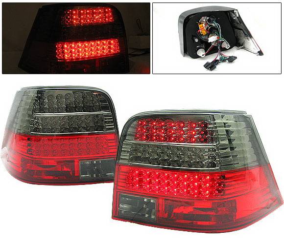 4 Car Option - Volkswagen Golf 4 Car Option LED Taillights - Red & Smoke - LT-VG99LEDRSM-DP