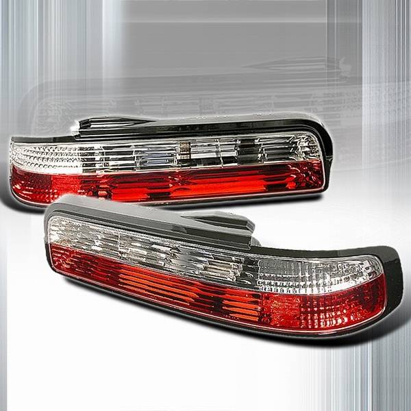 Custom Disco - Nissan 240SX Custom Disco Red & Clear Crystal Taillights - LT-S1389RPW3