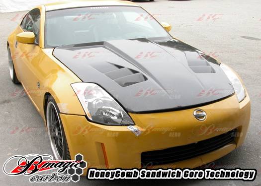 AIT Racing - Nissan 350Z AIT Racing R1 Style Carbon Fiber Hood - N3502BMR1SCFH