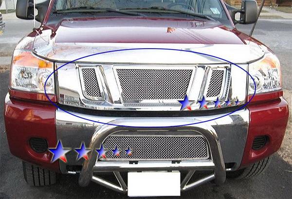 APS - Nissan Titan APS Wire Mesh Grille - without Logo Opening - Upper - Stainless Steel - N76520T