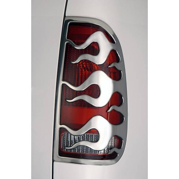 Ford Superduty V-Tech Taillight Covers - Flame Style - Chrome - 132931