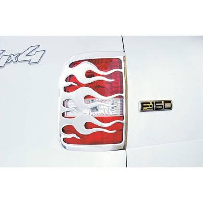 V-Tech - Ford F150 V-Tech Taillight Covers - Flame Style - Chrome - 132989