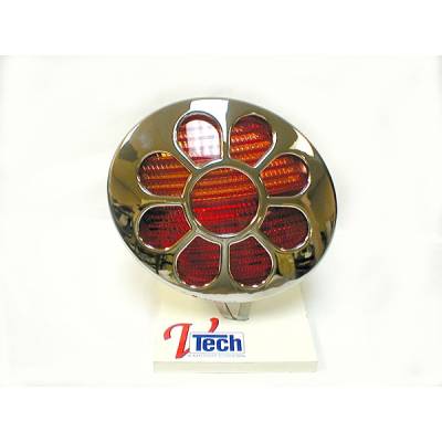 V-Tech - Volkswagen Beetle V-Tech Taillight Covers - Daisy Style - Chrome - 1392226