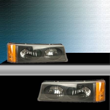 APC - Clear Silverado Parking Lights - Black Housing