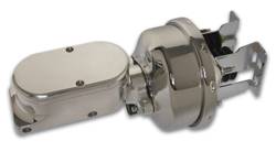 SSBC - SSBC Billet Aluminum Dual Bowl Master Cylinder - Plain Cap and 7 Inch Chrome Booster - A28136CB-1
