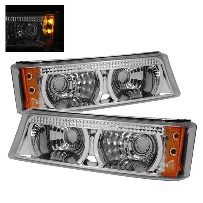 Spyder - Chevrolet Silverado Spyder Amber Bumper Lights - Chrome - CBL-CS04-C-AM