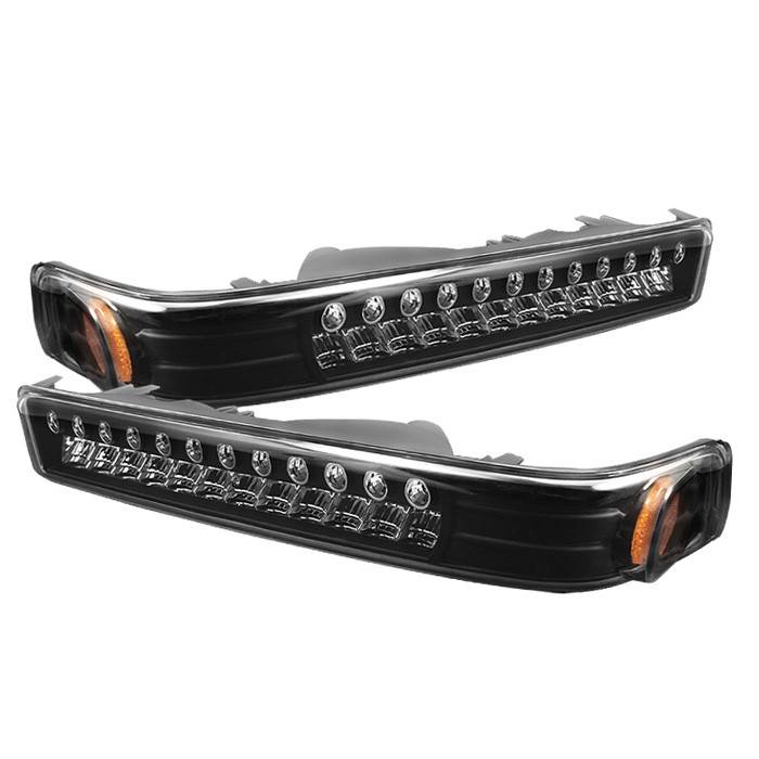 Spyder - Chevrolet S10 Spyder LED Amber Bumper Lights - Black - CBL-CS1098-LED-BK