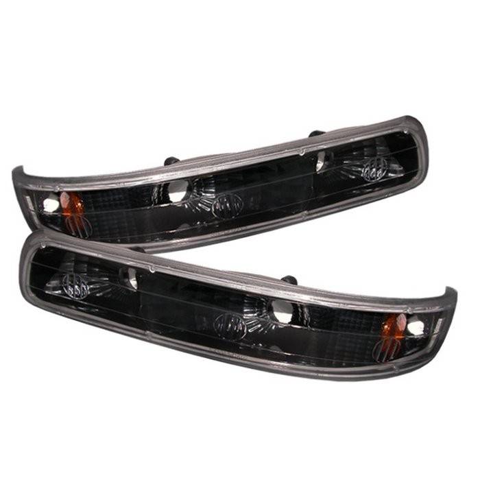 Spyder - Chevrolet Silverado Spyder Amber Reflector Bumper Lights - Black - CBL-CS99-BK-AM