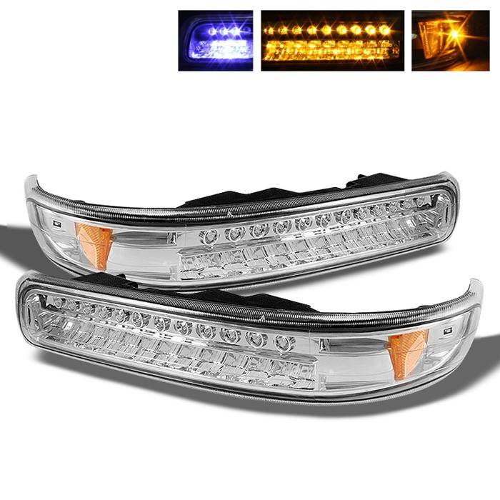 Spyder - Chevrolet Silverado Spyder LED Amber Bumper Lights - Chrome - CBL-CS99-LED-E