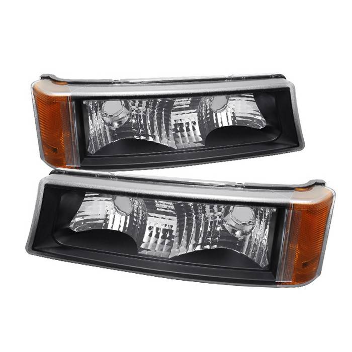 Spyder - Chevrolet Silverado Spyder Amber Reflector Bumper Lights - Black - CBL-ZO-CS03-AM-BK