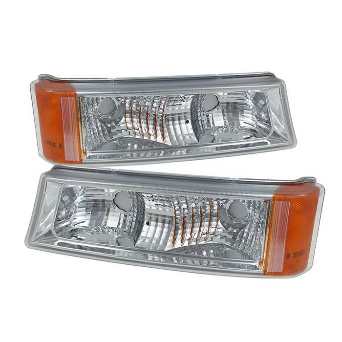 Spyder - Chevrolet Silverado Spyder Amber Reflector Bumper Lights - Clear - CBL-ZO-CS03-AM-C