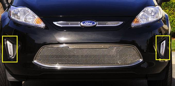 T-Rex - Ford Fiesta T-Rex Upper Class Polished Stainless Bumper Mesh Grille - Side Openings - 2PC - 11588
