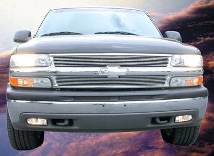 T-Rex - Chevrolet Silverado T-Rex Billet Grille Overlay - Bolt On - 7 Bars - 2PC - 21075
