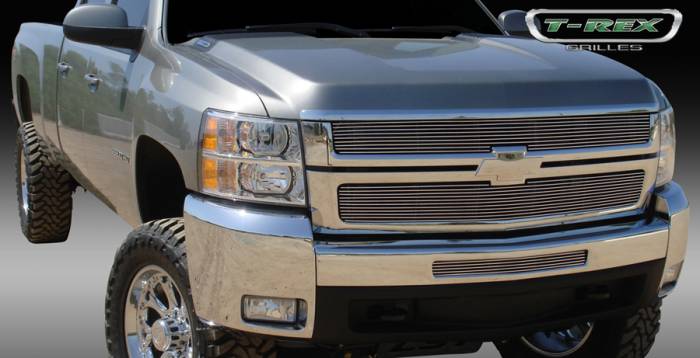 T-Rex - Chevrolet Silverado T-Rex Billet Grille Overlay - Bolt On - Polished - 2PC - 21112