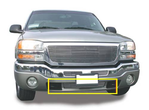 T-Rex - GMC Sierra T-Rex Bumper Air Dam Billet Grille Insert - Between Tow Hooks - 6 Bars - 25202
