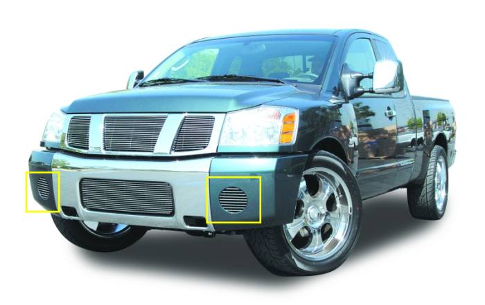 T-Rex - Nissan Titan T-Rex Bumper Fog Lamp Billet Grille Insert - 2PC - 25781