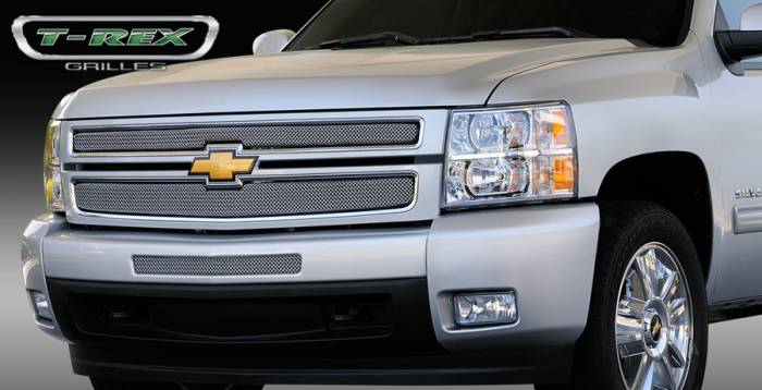 T-Rex - Chevrolet Silverado T-Rex Sport Series Formed Mesh Grille - Stainless Steel - Triple Chrome Plated - 2PC - 44110