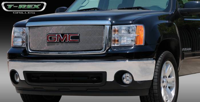 T-Rex - GMC Sierra T-Rex Sport Series Formed Mesh Grille - Stainless Steel - Triple Chrome Plated with Logo Opening - 44204