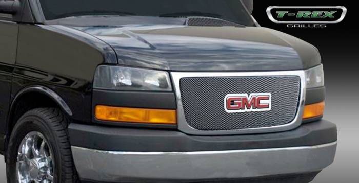 T-Rex - GMC Savana T-Rex Sport Series Formed Mesh Grille - Stainless Steel - Triple Chrome Plated with Logo Opening - 44316