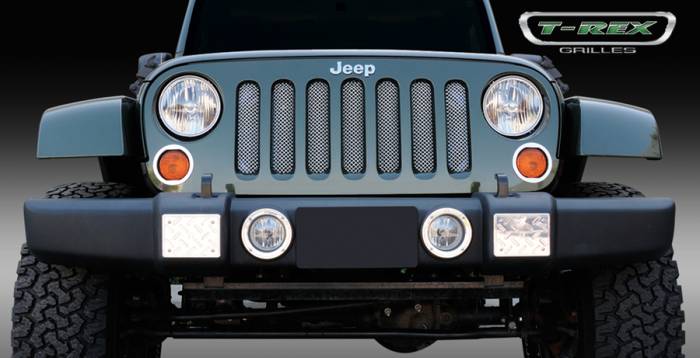 T-Rex - Jeep Wrangler T-Rex Sport Series Formed Mesh Grille - Stainless Steel - Triple Chrome Plated - 44481