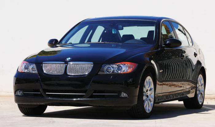 T-Rex - BMW 3 Series 4DR T-Rex Sport Series Formed Stainless Steel Mesh Grille with thin SS Frame - Triple Chrome Plated - 2PC - 44993