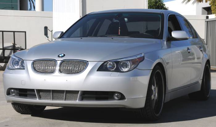 T-Rex - BMW 5 Series T-Rex Sport Series Formed Stainless Steel Mesh Grille with thin SS Frame - Triple Chrome Plated - 2PC - 44995