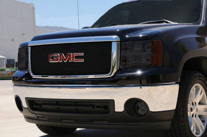 T-Rex - GMC Sierra T-Rex Sport Series Formed Mesh Grille - All Black Powdercoat with Logo Opening - 46204