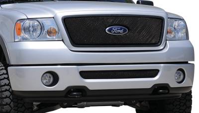 T-Rex - Ford F150 T-Rex Sport Series Formed Mesh Grille - All Black Powdercoat with Logo Opening - 46556