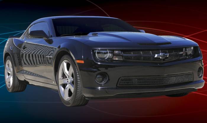 T-Rex - Chevrolet Camaro T-Rex Upper Class Mesh Grille - All Black with Center Bar & Formed Mesh with Signal and OE Logo Openings - 51028