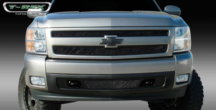 T-Rex - Chevrolet Silverado T-Rex Upper Class Mesh Grille - All Black - 2PC Style - 51110