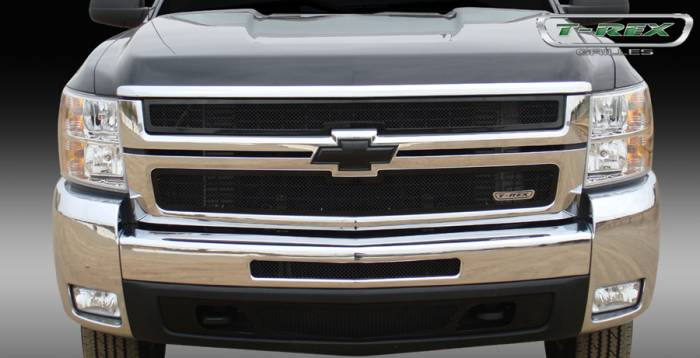 T-Rex - Chevrolet Silverado T-Rex Upper Class Mesh Grille - All Black - 2PC Style - 51112