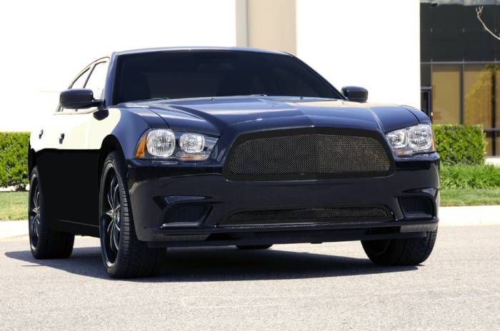 T-Rex - Dodge Charger T-Rex Upper Class Mesh Grille - Full Opening - All Black with Formed Mesh Center - 51441
