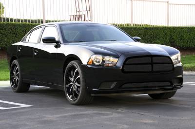 T-Rex - Dodge Charger T-Rex Upper Class Mesh Grille - All Black with Formed Mesh - 4PC Style - 51442