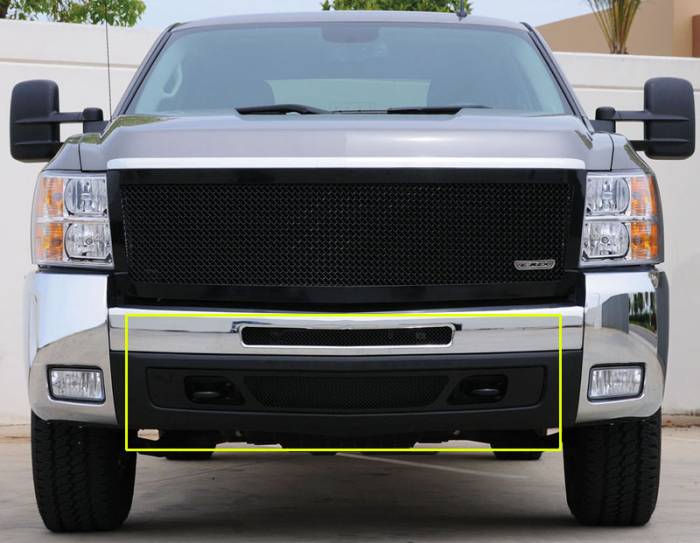T-Rex - Chevrolet Silverado T-Rex Upper Class Bumper Mesh Grille - All Black - 2PC - 52112