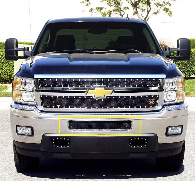 T-Rex - Chevrolet Silverado T-Rex Upper Class Mesh Bumper Grille - Top Steel Bumper Opening - All Black - 52114