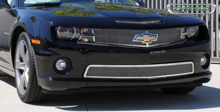 T-Rex - Chevrolet Camaro T-Rex Upper Class Polished Stainless Mesh Grille with Formed Mesh & No Center bar with Signal and OE Logo Openings - 54027