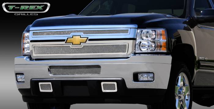 T-Rex - Chevrolet Silverado T-Rex Upper Class Polished Stainless Mesh Grille - 2PC Style - 54114