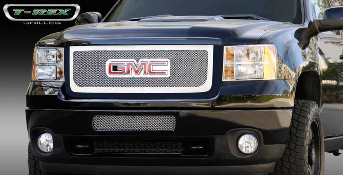 T-Rex - GMC Sierra T-Rex Upper Class Polished Stainless Mesh Grille - Overlay with Logo Opening - 54210